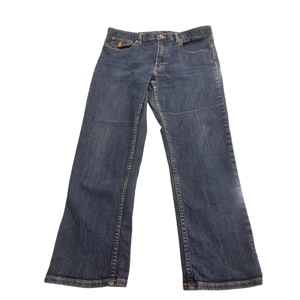 Ralph Lauren Sport Womens Dark Wash Straight Leg Jeans Orange Pony Size 12